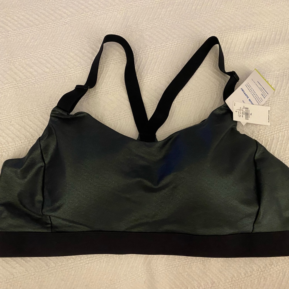 Black and iridescent Green Sports Bra